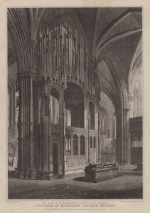 Helligdommen for biskop Waynflete, grundlægger af Magdalen College, Oxford, i Winchester Cathedral (gravering) af R. (after) Essex