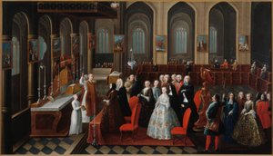 Guldbryllup mellem M. og Mme Robinet de Pontagny, i 1742 (olie på lærred) af R. Huet