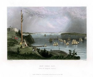 New York Bay set fra Telegraph Station, USA, 1838.