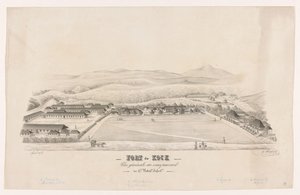 Udsigt over Fort de Kock Fort de Kock / Vue générale du campemente / du 17de Batail.on Infant.rie (titel på objekt) af R. Walthert (signed by artist)
