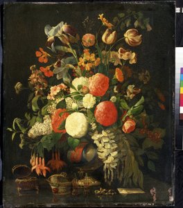 ""Buket blomster"" (Blomster) På bordet står smykkeskrin. Maleri af Rachel Ruysch (1664-1750) Mikhail Kroshitsky kunstmuseum fra det 18. århundrede, Sevastopol (Sevastopol) Ukraine af Rachel Ruysh