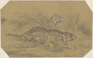 To tigre, der sniger sig gennem græsset af Raden Sarief Bastaman Saleh
