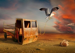Måge trækker en rusten lastbil af Radoslav Penchev