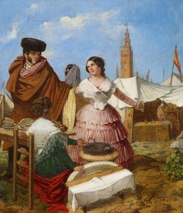 Frieri ved en ringformet konditorbod på Sevilla-messen - Benjumea, Rafael (ca. 1825-c. 1887) - 1852 - Olie på lærred - 35x30 - Museo Carmen Thyssen, Malaga af Rafael Benjumea