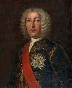 Spansk: Juan José Navarro de Viana y Búfalo (1687-1772) Marqués de la Victoria, Capitán General de la Real Armada Portræt af den spanske admiral José Navarro af Rafael Tejeo