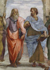 Aristoteles og Platon: detalje fra School of Athens, 1510-11 freskodetalje af 472