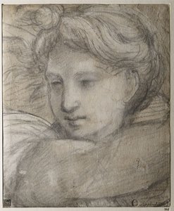 Hoved af en engel, ca. 1520 af Raffaello Sanzio Raphael