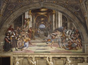 Udvisningen af Heliodorus fra templet, Stanza di Eliodoro, 1511-12 af Raffaello Sanzio Raphael