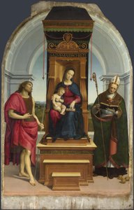 Madonnaen og barnet med Johannes Døberen og Sankt Nikolaus af Bari Ansidei Madonna, 1505 af Raffaello Sanzio Raphael