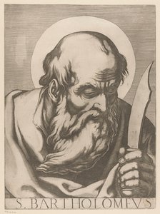Sankt Bartolomæus S. Bartholomew (titel på objekt) Kristus, Maria og de tolv apostle (serietitel) Il sacrato collegio apostolico (serietitel)