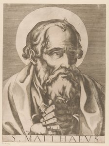Sankt Matthæus S. Matthaeus (titel på objekt) Kristus, Maria og de tolv apostle (serietitel) Il sacrato collegio apostolico (serietitel)