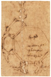 En grundplan af Santa Maria degli Angeli, Firenze (pen og brunt blæk, på oliebehandlet kalkerpapir)