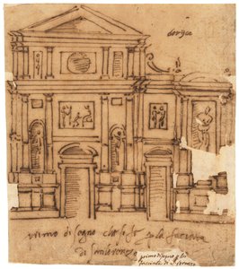 Design til facaden på San Lorenzo, Firenze (pen og brunt blæk, på oliebehandlet kalkerpapir)