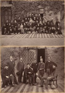 Rektor og lærere ved Bishop Cotton School, Shimla (forside); elever i mellemklassen og personale ved Bishop Cotton School, Shimla (bagside) af Raja Deen Dayal