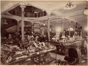 Treacher and Co.s butik i fortet, Bombay af Raja Deen Dayal