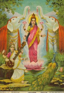 Lakshmi Saraswati Sanyog, af Raja Ravi Varma af Raja Ravi Varma