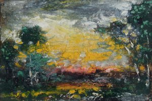 Solnedgang, 1916 (olie på pap)