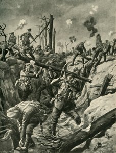 Britiske soldater i en tysk skyttegrav, Vestfronten, Første Verdenskrig, c1915, c1920.