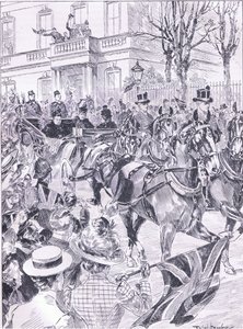 The Queens sidste besøg i London marts 1900, illustration fra Cassells History of England, 1900-tallet af Ralph Cleaver