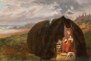 Sigøjnere slog lejr på stranden, nær South Shields, 1876 af Ralph Hedley