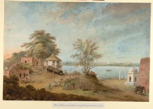 The Great Gun of Agra liggende ved siden af Fort-muren, ca. 1814-15 (akvarel på papir)