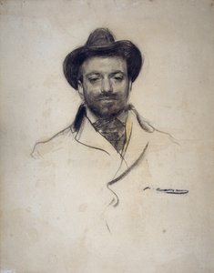 ""Portræt af den spanske maler og fotograf Jose Maria Sert (1874-1945)"" Trækulstegning af Ramon Casas (1866-1932) 1904 Privat samling
