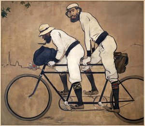 Ramon Casa og Pere Romeu på tandem. Maleri af Ramon Casas (1866-1932), olie på lærred