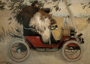 Ramon Casas og Pere Romeu i en bil - Casas, Ramon (1866-1932) - 1901 - Olie på lærred - 208x291 - Museu Nacional d