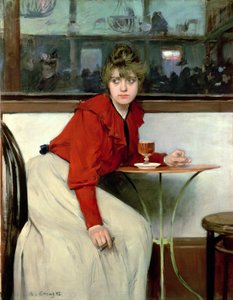 Chica i en bar af Ramon Casas i Carbo