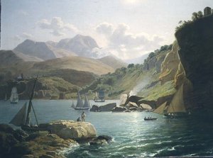 En udsigt over kysten af Vietri Sul Mare og landsbyen Raito i Salerno-bugten