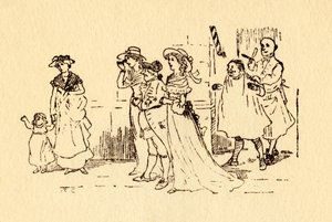 Tilskuere ser på, når John Gilpin galopperer forbi, 1878, c1918. af Randolph Caldecott