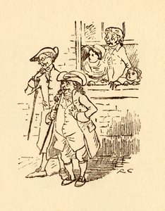 Tilskuere ser på, når John Gilpin galopperer forbi, 1878, c1918. af Randolph Caldecott