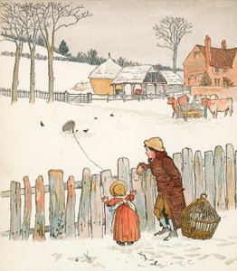 Fire og tyve solsorte (farvelitografi) af Randolph Caldecott
