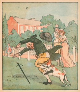 God mand fra Islington bidt af hunden, c1879. af Randolph Caldecott