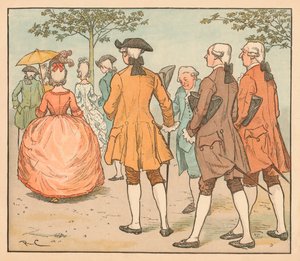 Hendes kærlighed blev søgt...Af tyve beaux og mere, c1885, 1934. af Randolph Caldecott