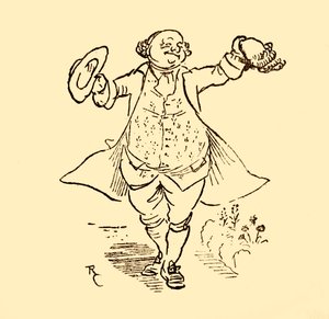 John Gilpins ven låner ham en paryk og en hat, 1878, c1918. af Randolph Caldecott
