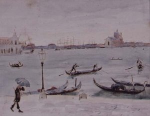 Toldhuset og San Giorgio-kirken, Venedig, set fra Piazzetta, 1800-tallet af Randolph Caldecott