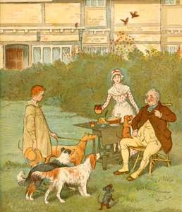Bondedrengen med sin herres hunde, c1881. af Randolph Caldecott