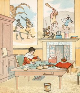 Kongen var i dette tællehus (farvelitografi) af Randolph Caldecott