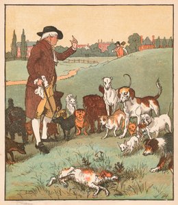 Hunden var det, der døde, c1879. af Randolph Caldecott