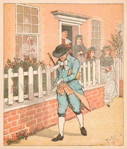 Den gode mand fra Islington begiver sig ud i kirke, ca. 1879. af Randolph Caldecott