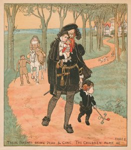 Deres forældre er døde og borte, The Children Home He Takes, c1878. af Randolph Caldecott