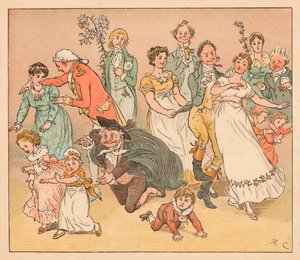 ...og de faldt alle til at spille spillet catch-as-catch-can..., c1885, 1934. af Randolph Caldecott