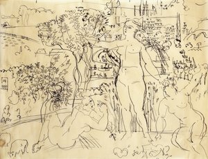 Studie til baren i Palais de Chaillot; Etude pour le Bar du Palais de Chaillot af Raoul Dufy