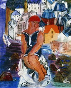 Den lille badegæst på Saint-Adresse; La Petite Baigneuse a Saint-Adresse af Raoul Dufy