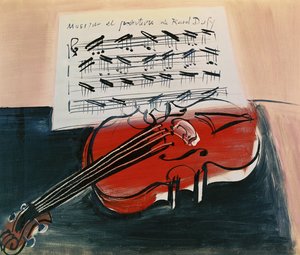 Den røde violin, ca. 1948 (olie på lærred) af Raoul Dufy