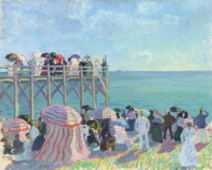 Stranden og molen ved Trouville af Raoul Dufy