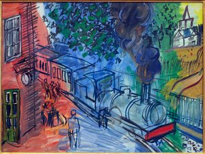 Tog til stationen. Maleri af Raoul Dufy (1877-1953), olie på lærred. Fransk kunst, 20. århundrede. Musee La Piscine, Roubaix.