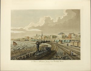 En udsigt over Michigan Avenue fra Randolph Street i år 1865