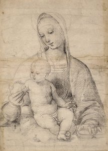 Madonna af granatæble, ca. 1504 (sort-grå kridt) af Raphael